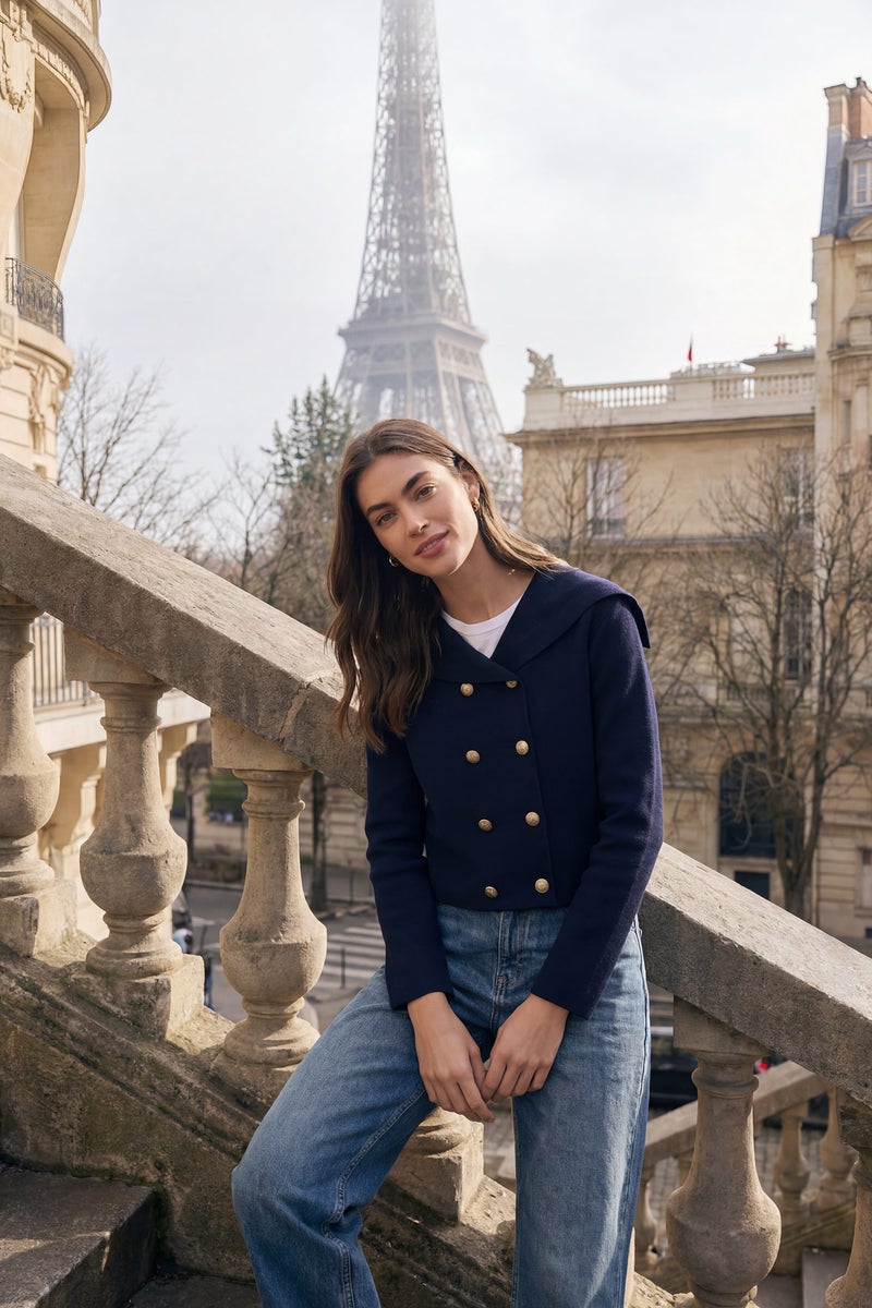 DeFacto Blue Woman Regular Fit Shawl Collar Knitwear Cardigan Casual - Image 3